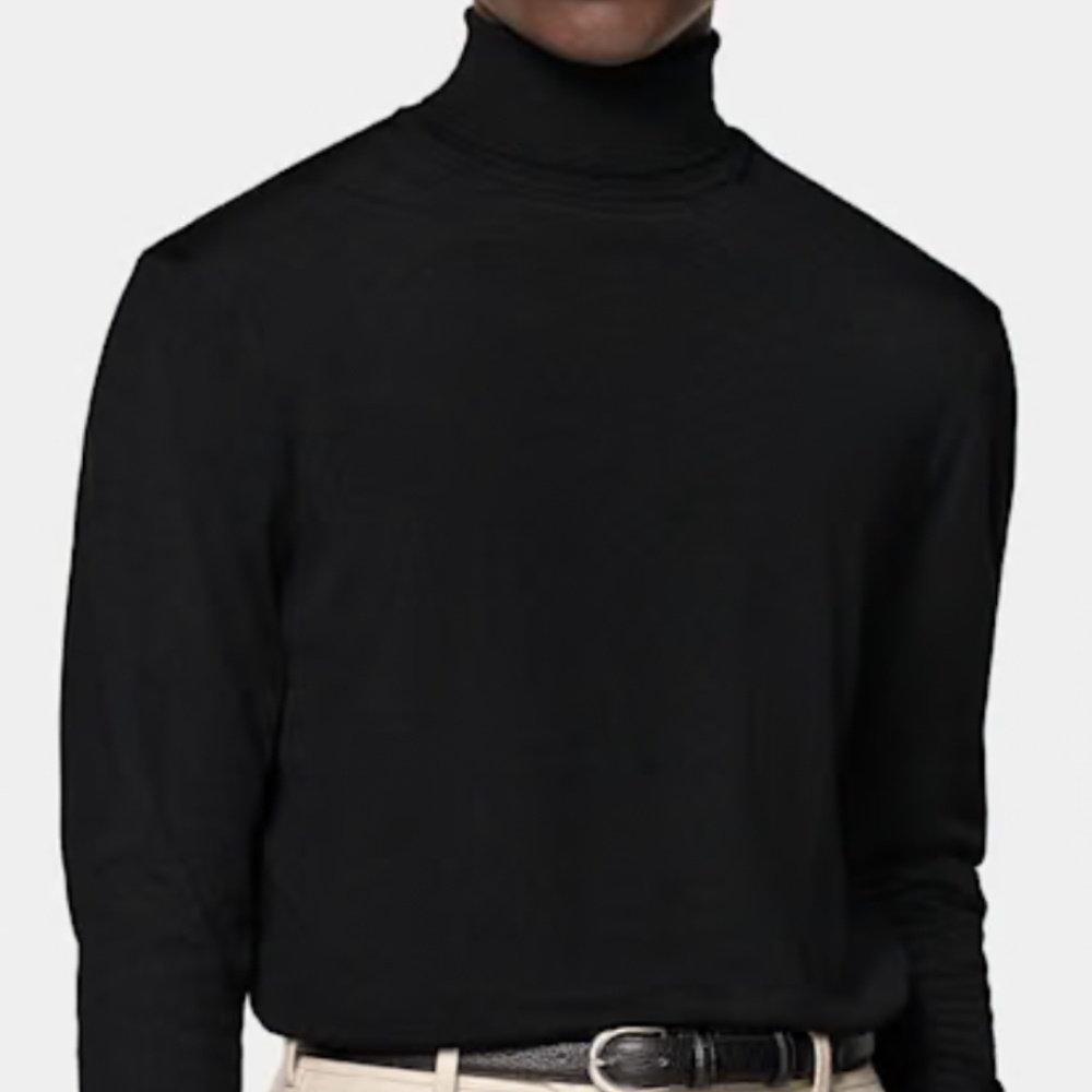 Suitsupply Black Merino Wool Turtleneck Size: Small